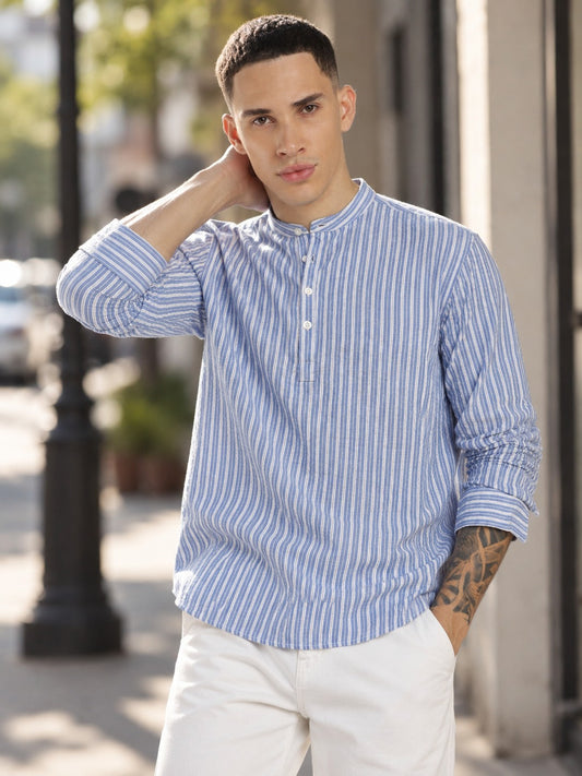Dusk Blue Stripe Short Kurta