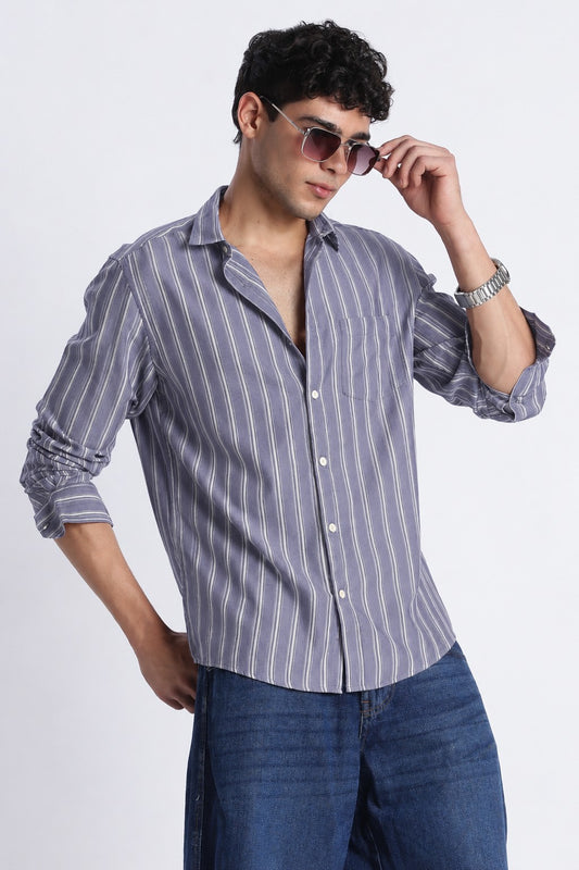 Lavender Stripe Casual Shirt