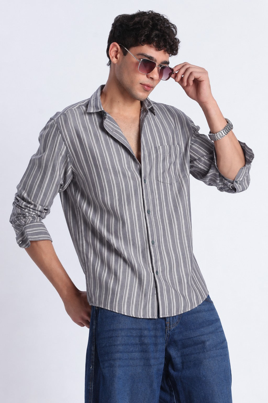 Charcoal Stripe Casual Shirt