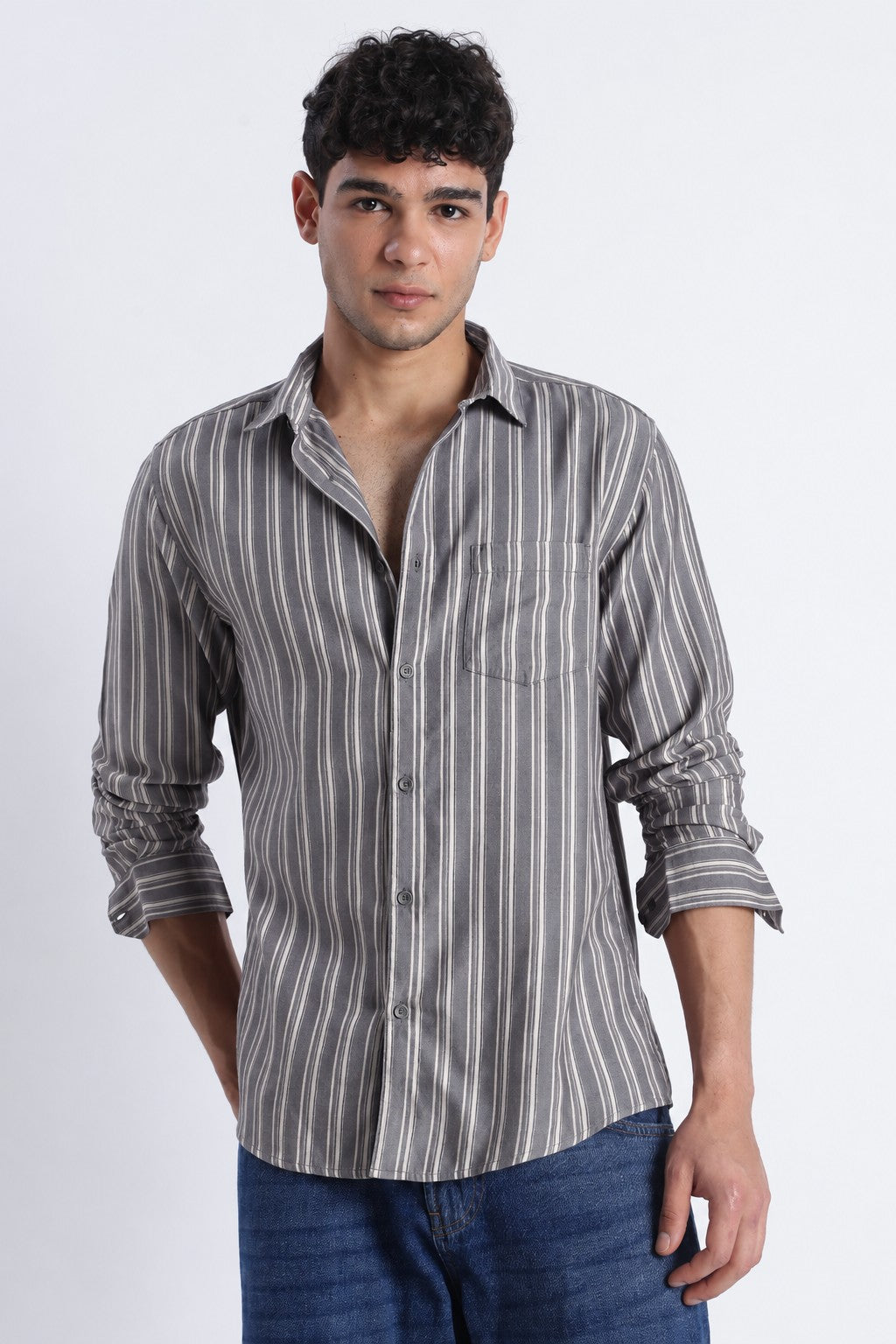 Charcoal Stripe Casual Shirt
