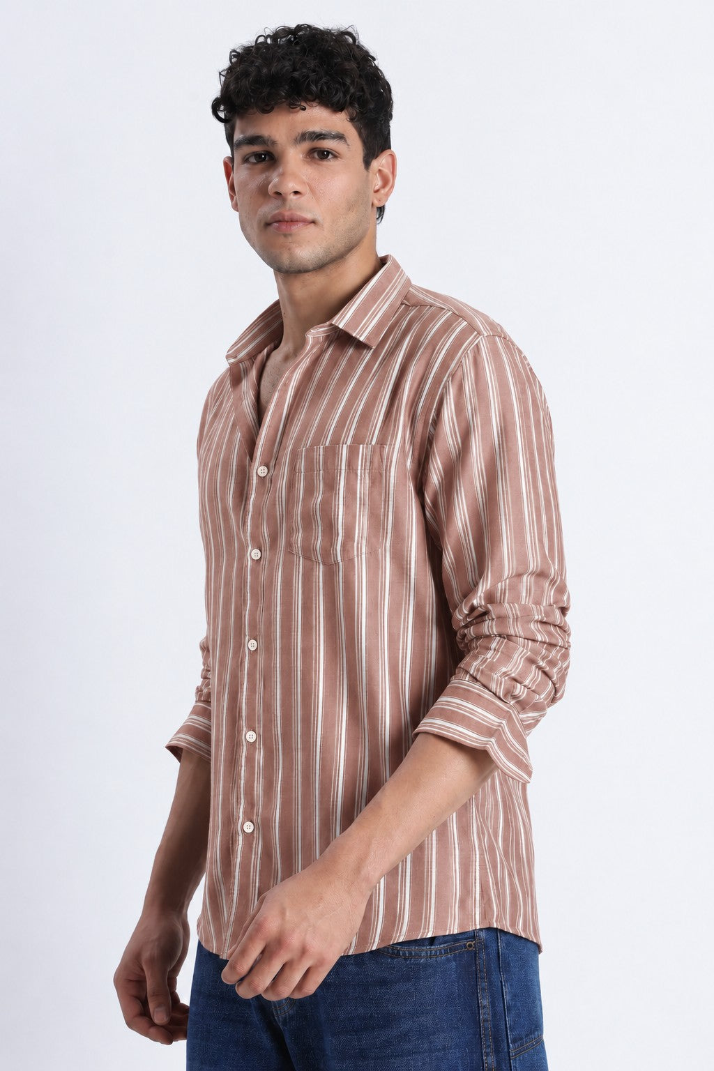 Terracotta Stripe Casual Shirt