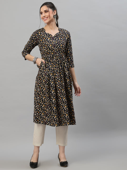Women Floral Print Anarkali Kurta - Kashyap Global Lifestyles LLP