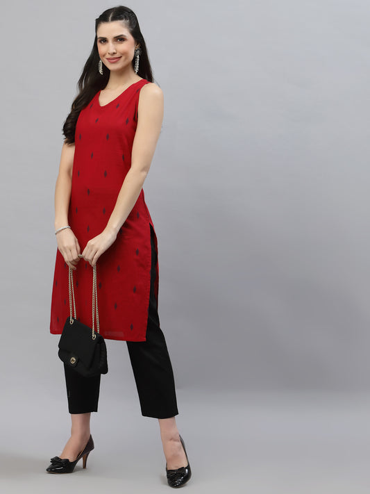 Women Dobby Woven Design Sleeveless Kurta - Kashyap Global Lifestyles LLP