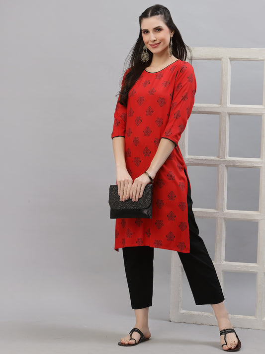 Women Red Printed Kurta - Kashyap Global Lifestyles LLP