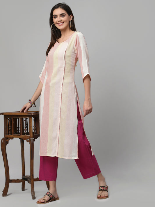 Women Multicolor Striped Cotton Kurta - Kashyap Global Lifestyles LLP