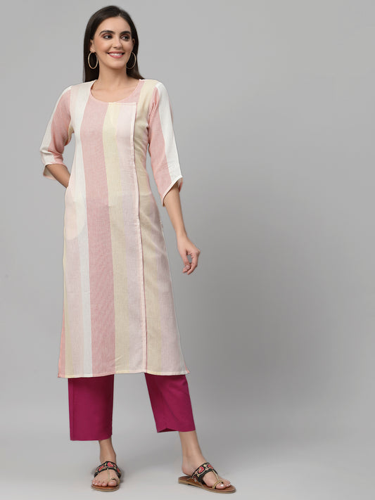 Women Multicolor Striped Cotton Kurta - Kashyap Global Lifestyles LLP