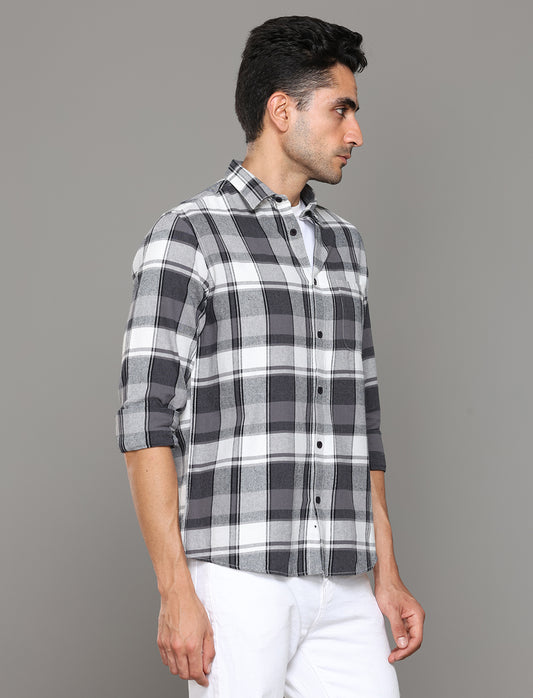 Men Black Checked Regular Fit Flannel Cotton Casual Shirt - Kashyap Global Lifestyles LLP