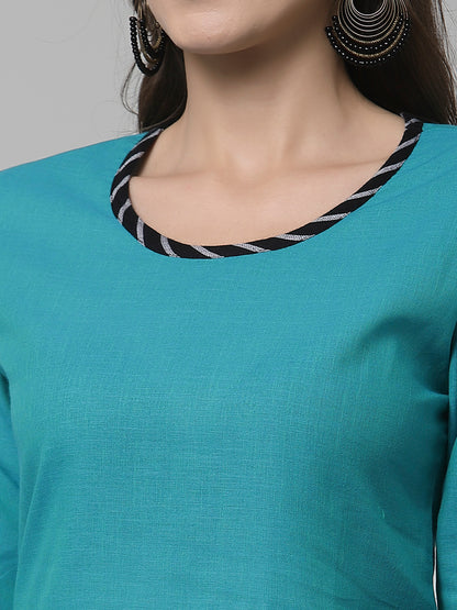 Women Terquoise Front Slit Kurta - Kashyap Global Lifestyles LLP