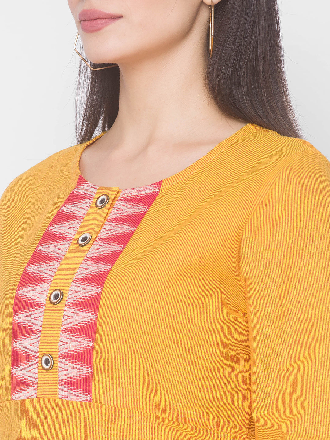 Women Mustard Yoke Design Kurta - Kashyap Global Lifestyles LLP