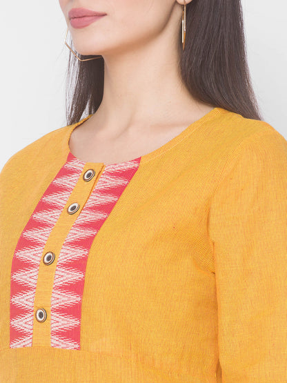 Women Mustard Yoke Design Kurta - Kashyap Global Lifestyles LLP