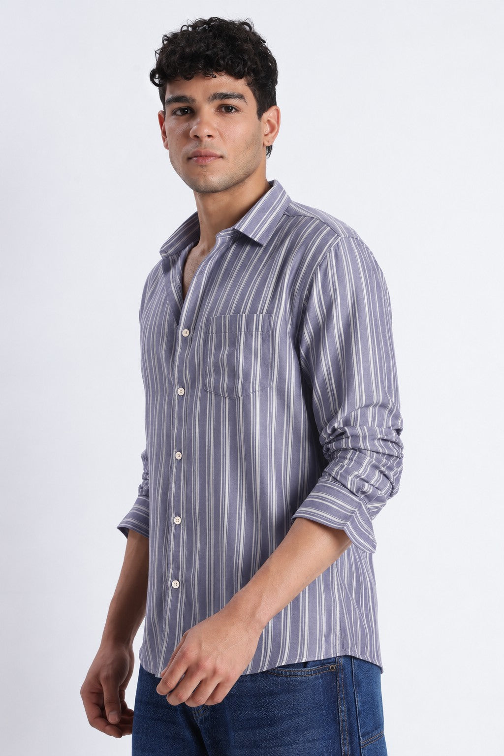 Lavender Stripe Casual Shirt