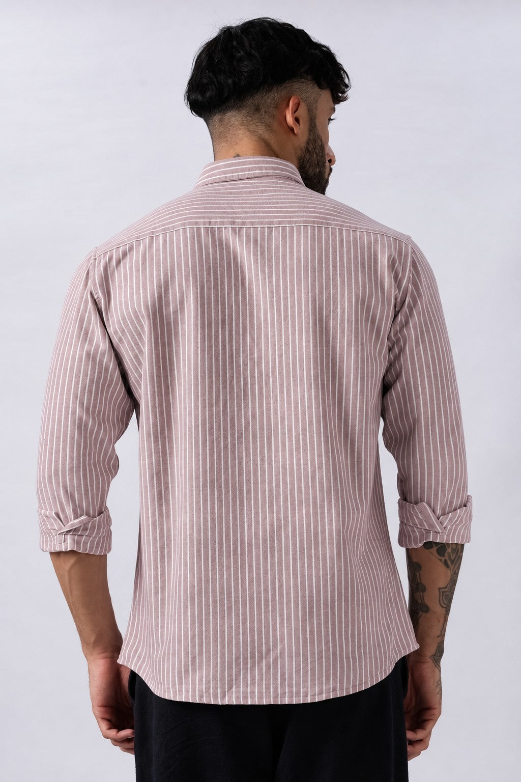 Rose Brown Oxford Stripe Casual Shirt