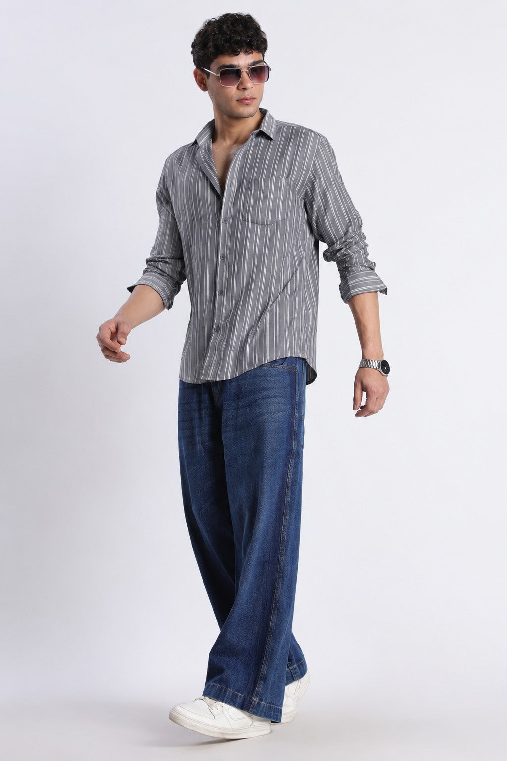 Charcoal Stripe Casual Shirt