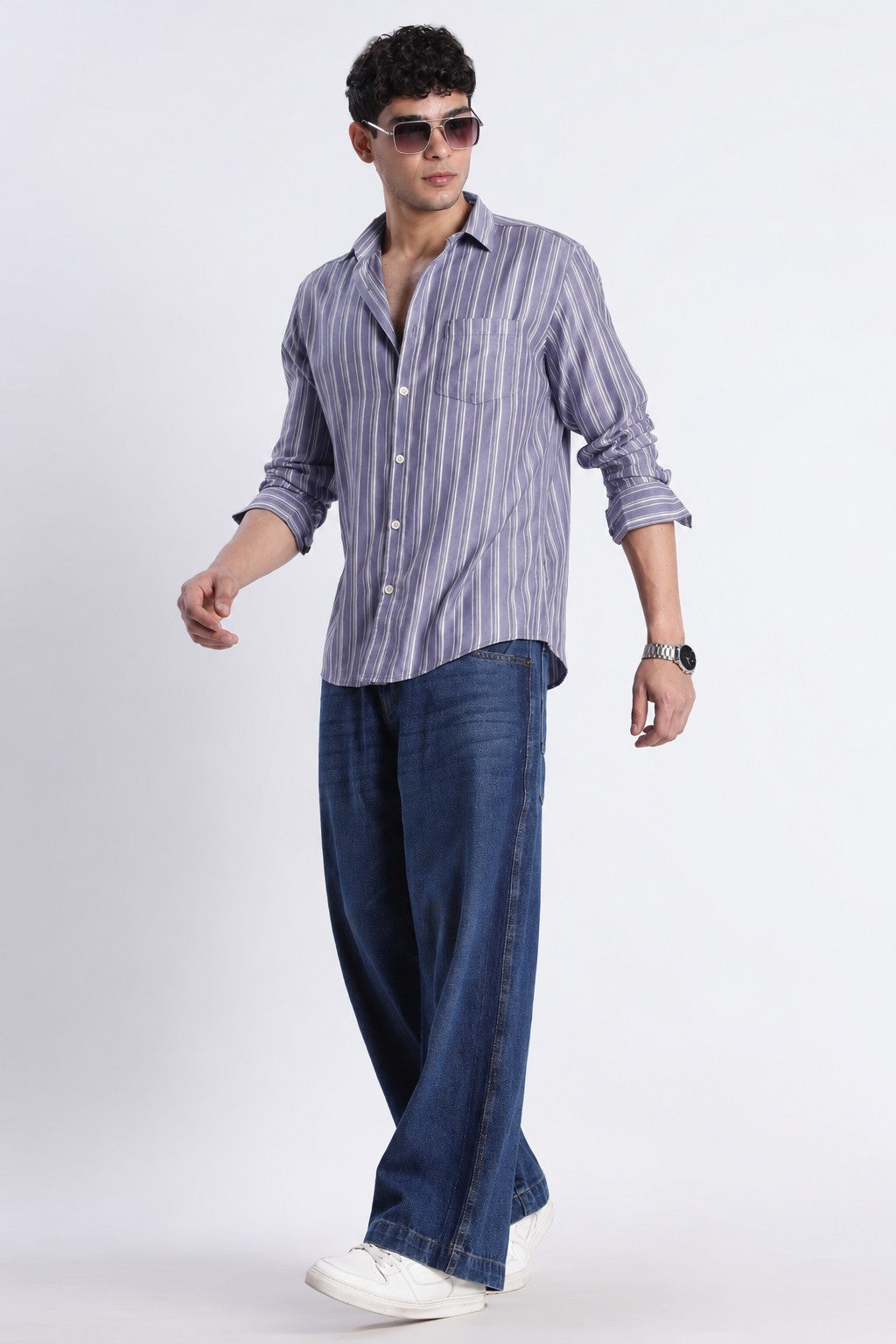 Lavender Stripe Casual Shirt
