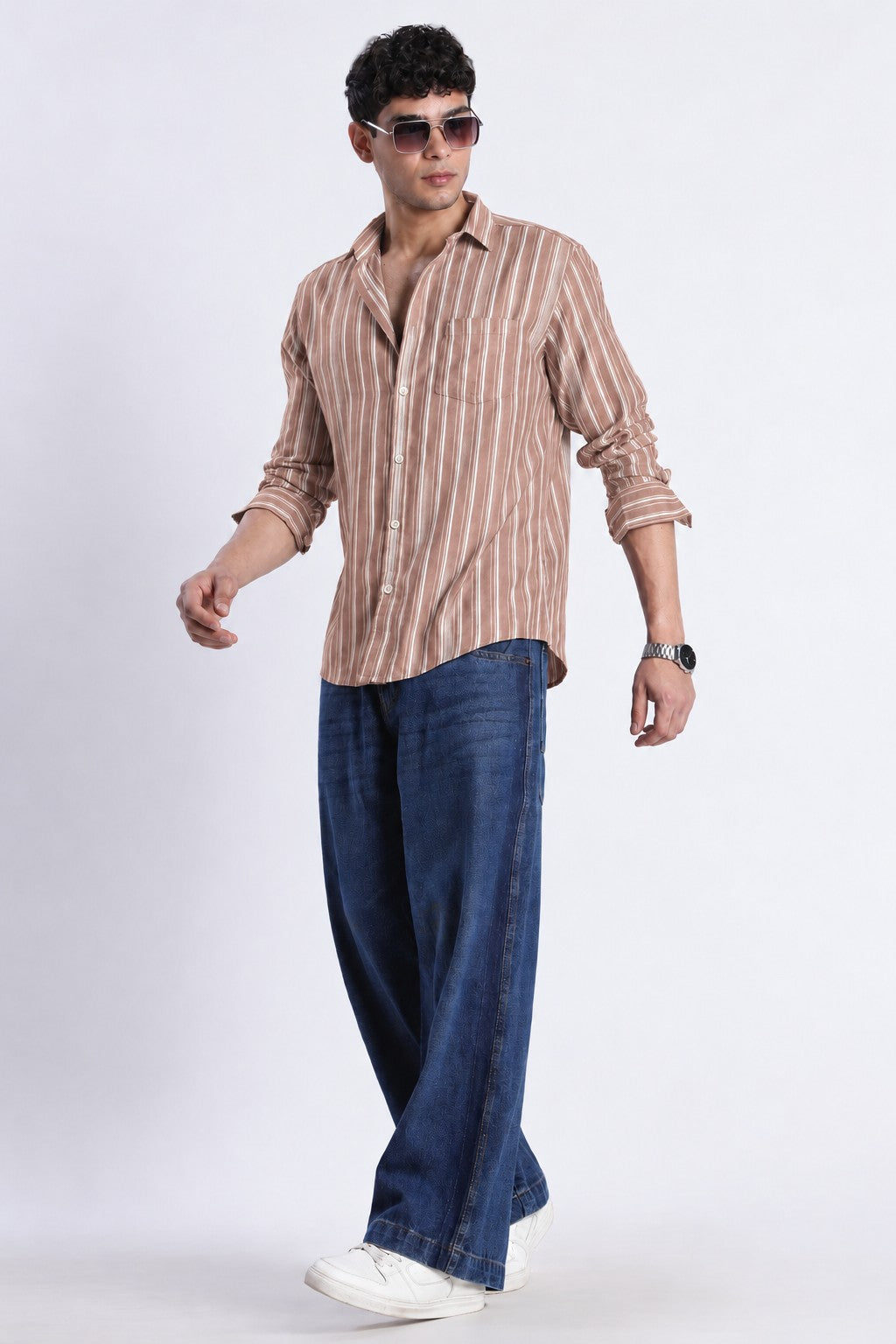 Terracotta Stripe Casual Shirt