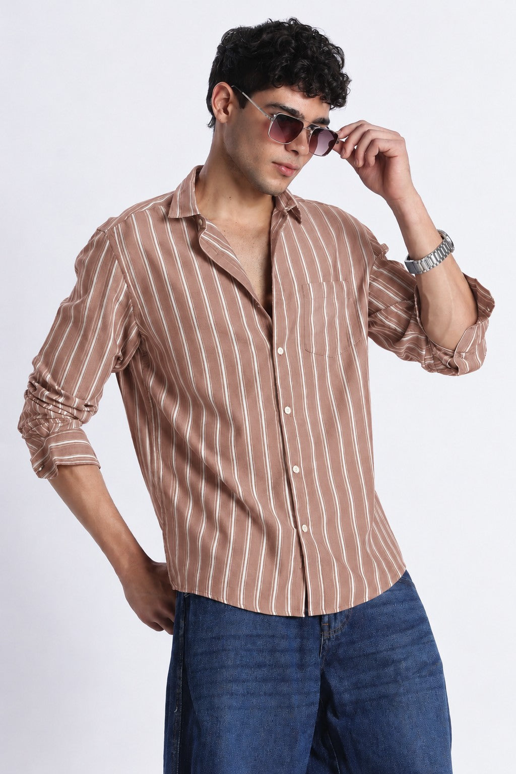 Terracotta Stripe Casual Shirt
