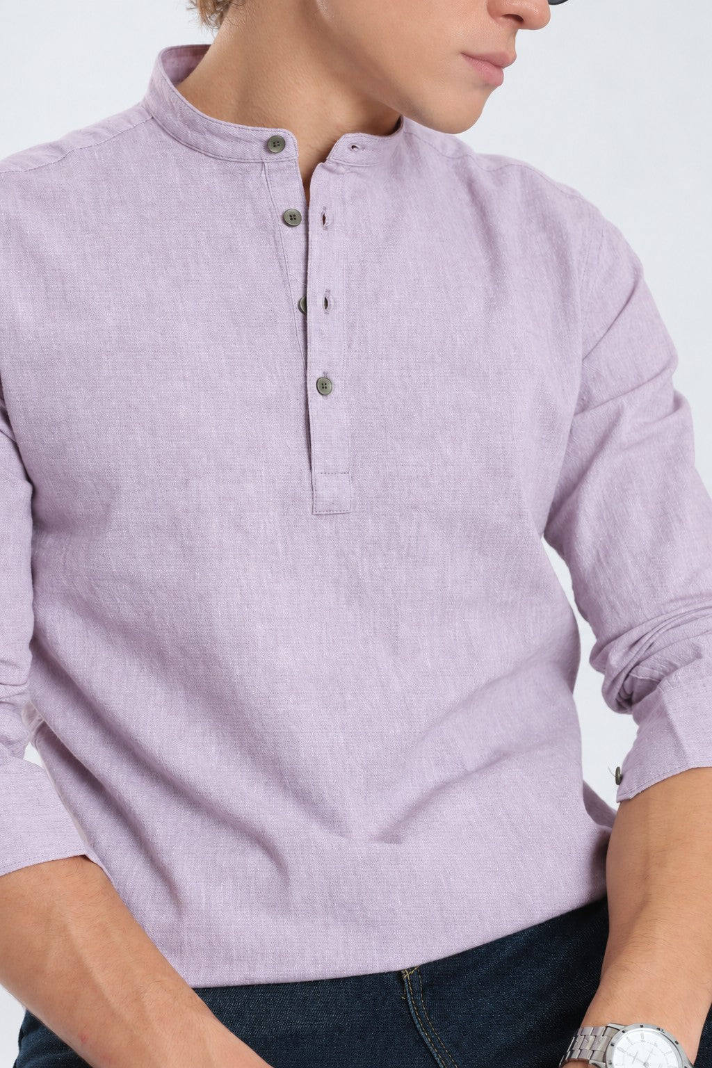 Lavender Mist Linen Blend Short Kurta