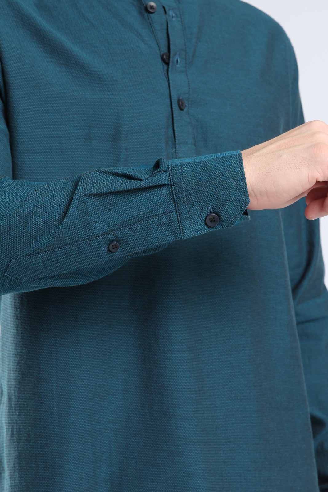 Teal Textured Short Kurta