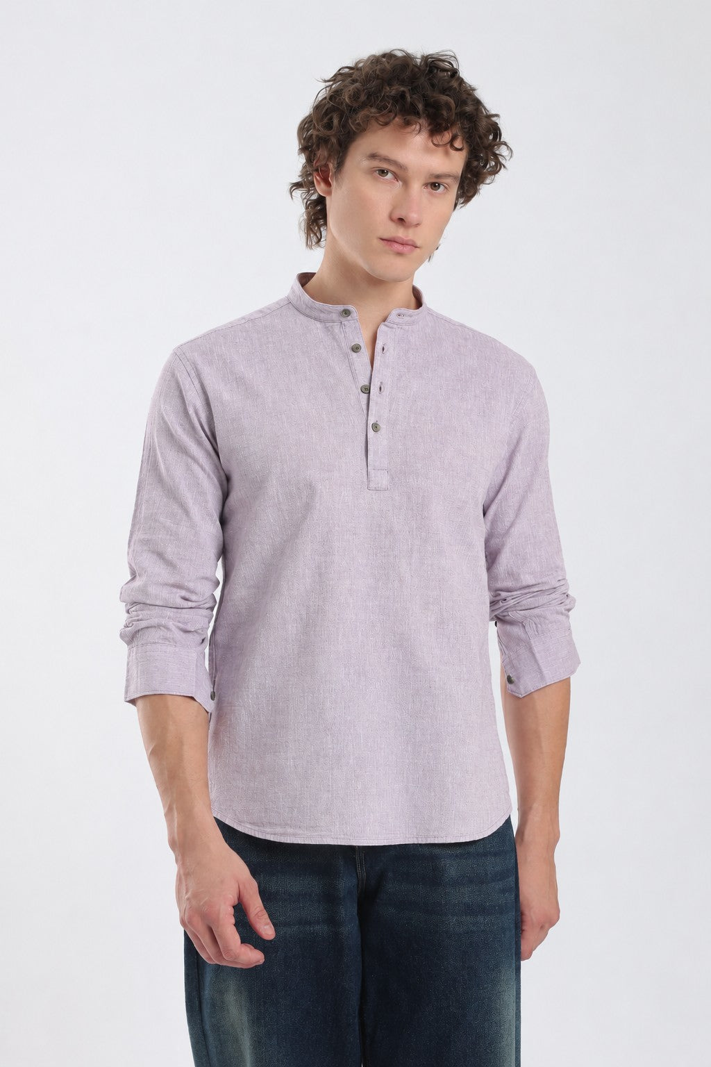 Lavender Mist Linen Blend Short Kurta
