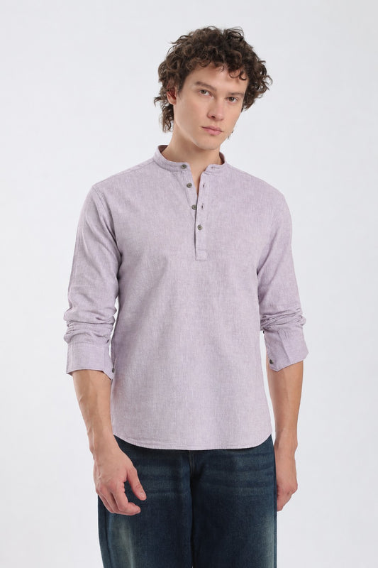 Lavender Mist Linen Blend Short Kurta