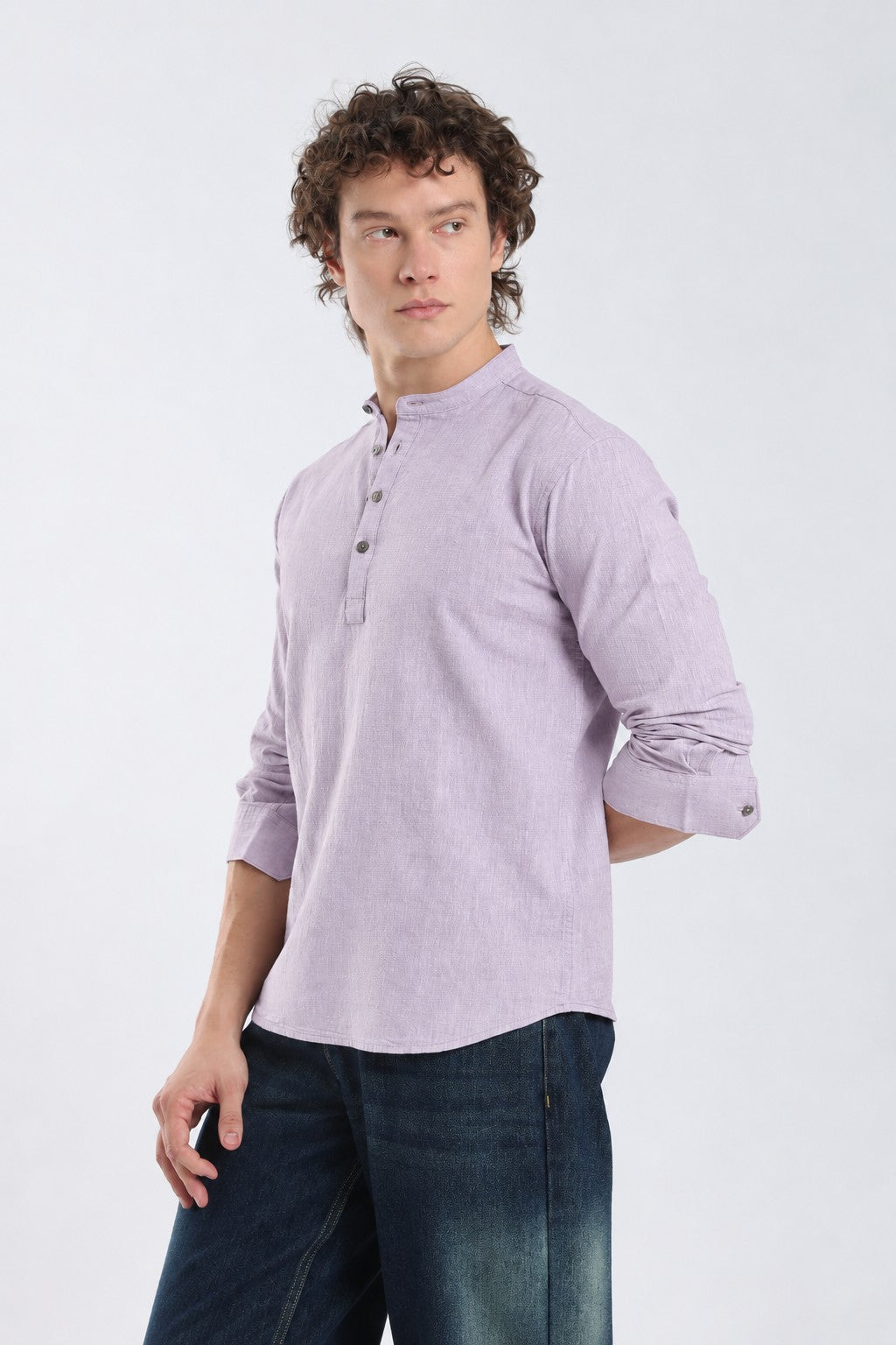 Lavender Mist Linen Blend Short Kurta
