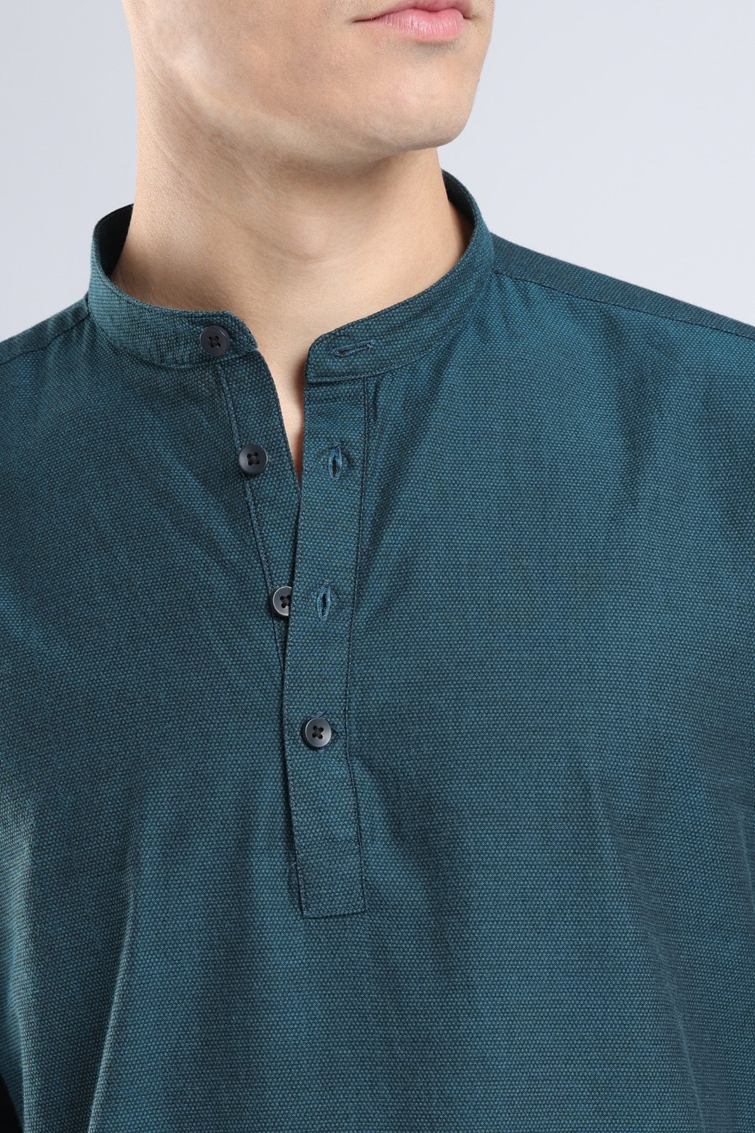 Teal Textured Short Kurta