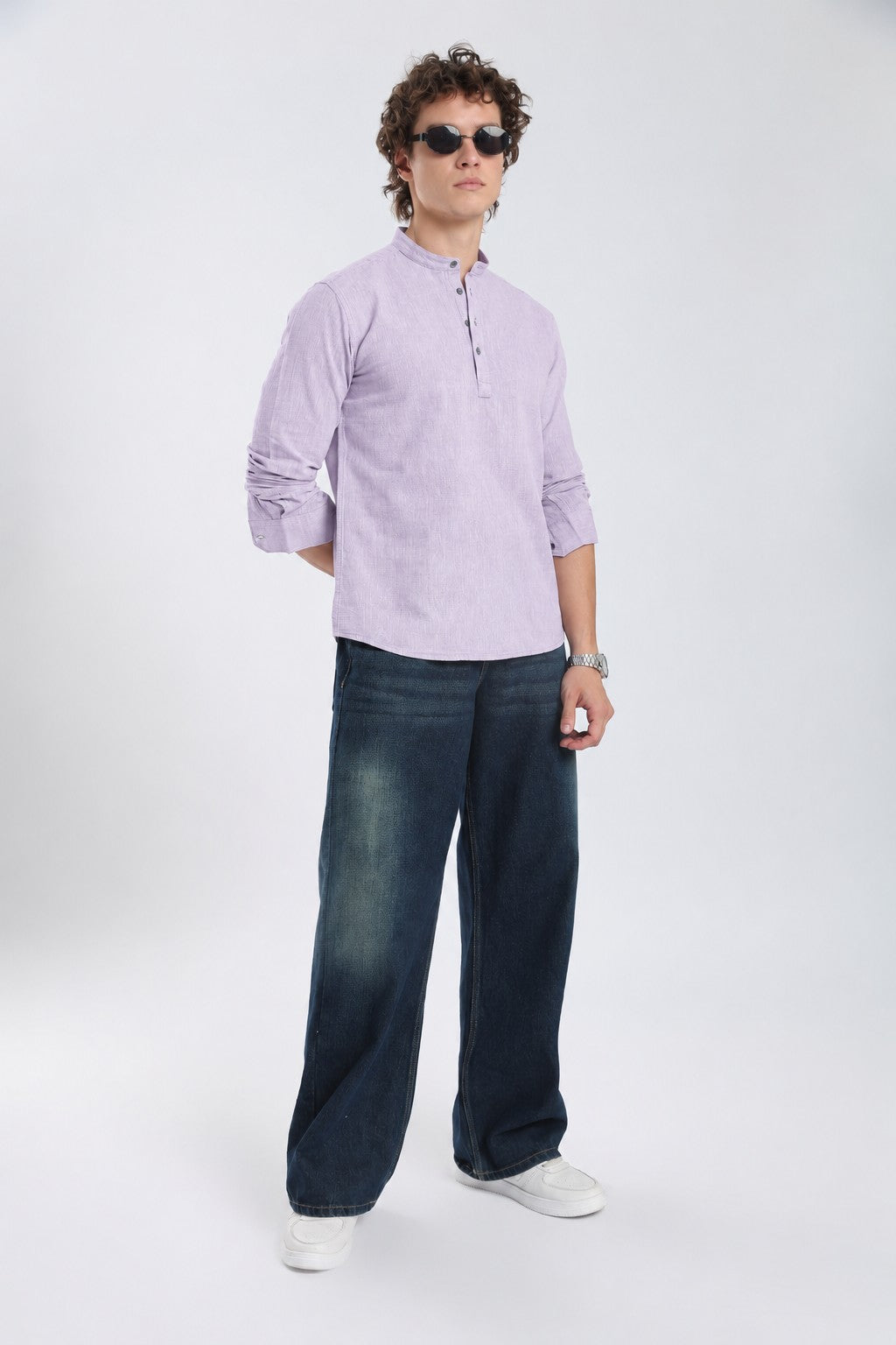 Lavender Mist Linen Blend Short Kurta