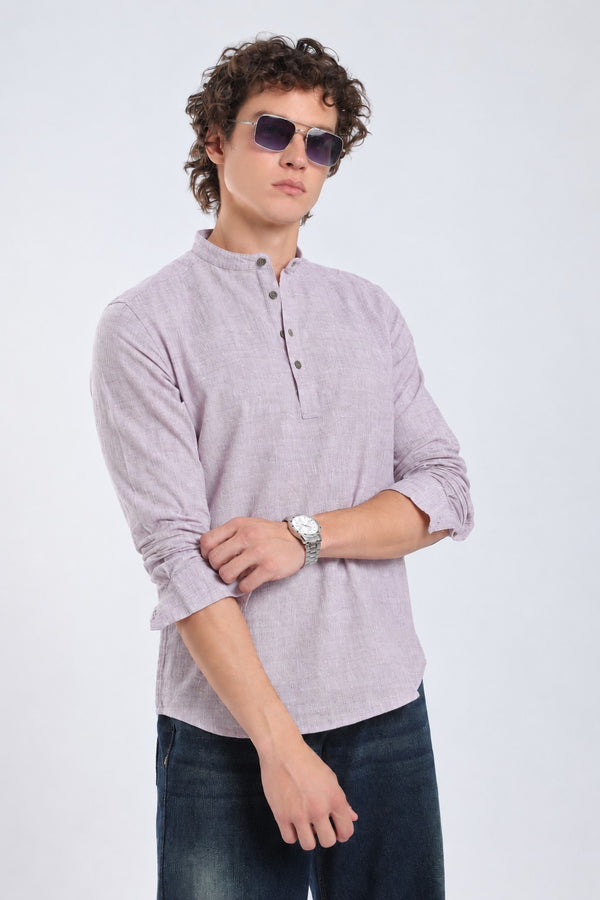 Lavender Mist Linen Blend Short Kurta