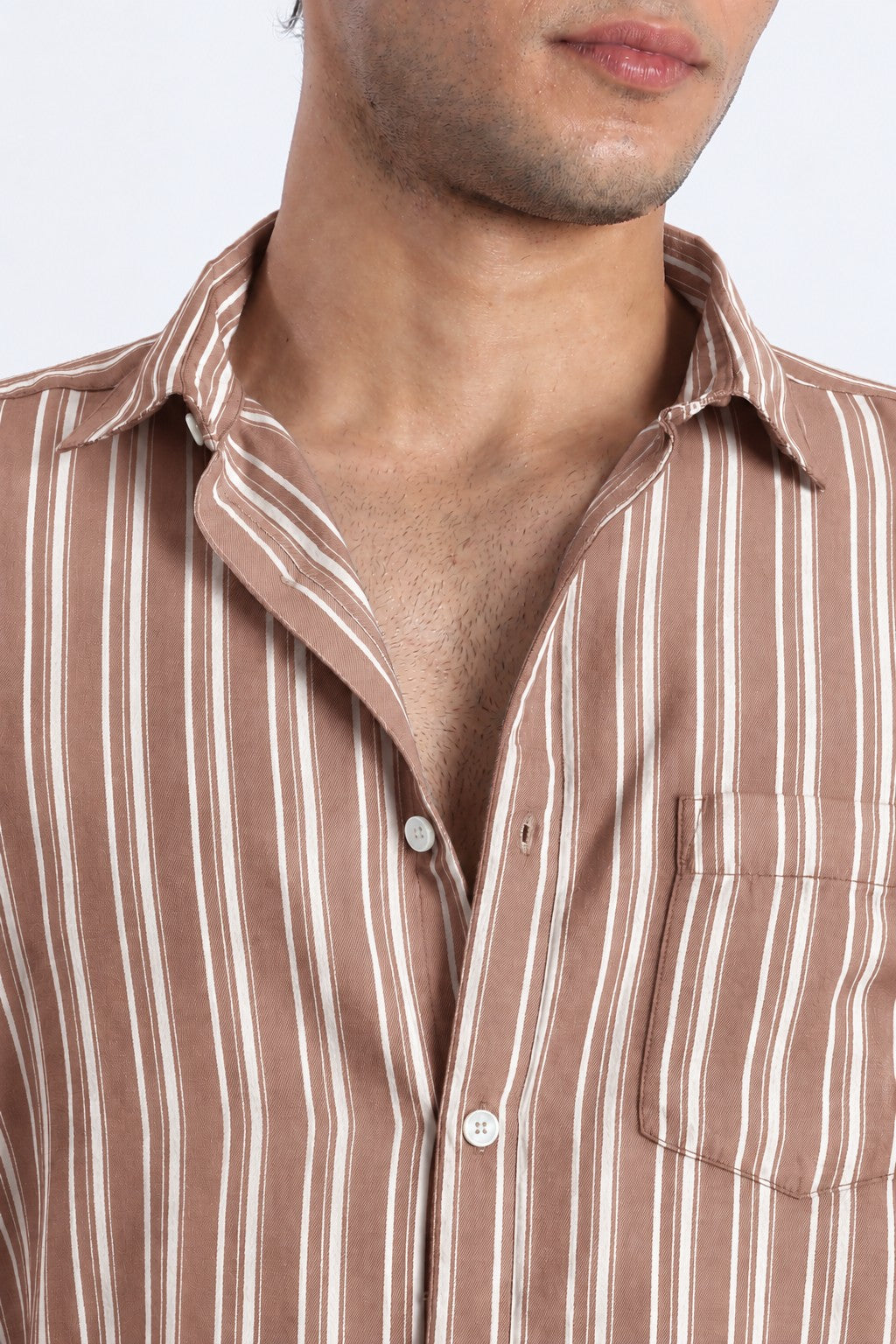 Terracotta Stripe Casual Shirt