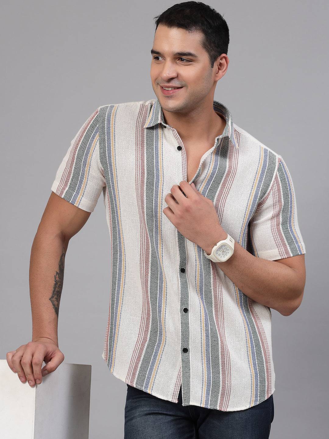 Uri Matte Weave Multicolor Casual Shirt