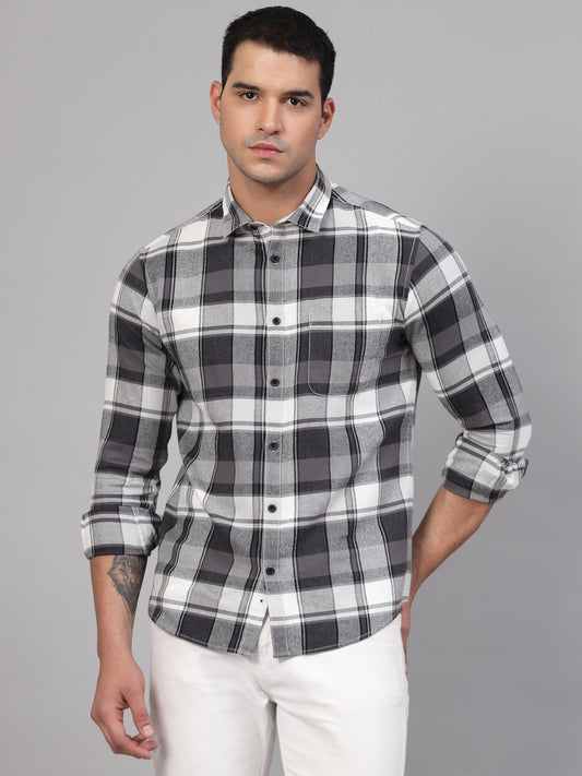 Men Black Checked Regular Fit Flannel Cotton Casual Shirt - Kashyap Global Lifestyles LLP