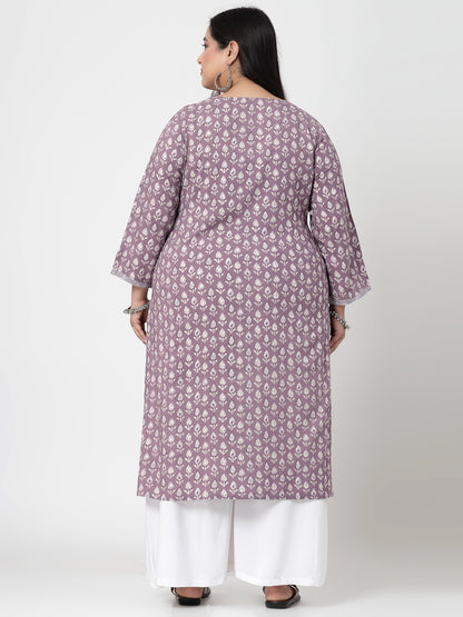 Women Plus Size Lilac Printed Kurta - Kashyap Global Lifestyles LLP