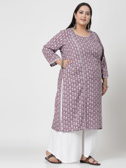 Women Plus Size Lilac Printed Kurta - Kashyap Global Lifestyles LLP