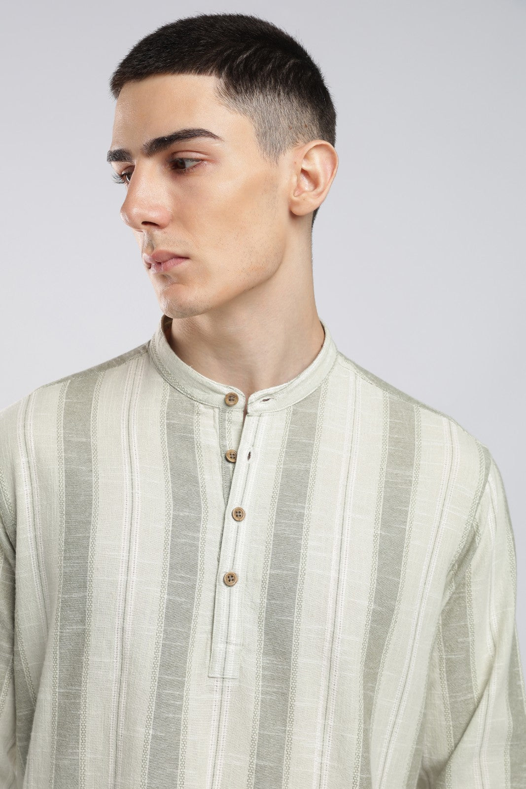 Sage Green Cotton Slub Short Kurta