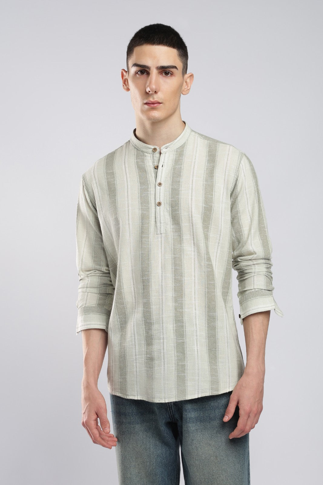 Sage Green Cotton Slub Short Kurta