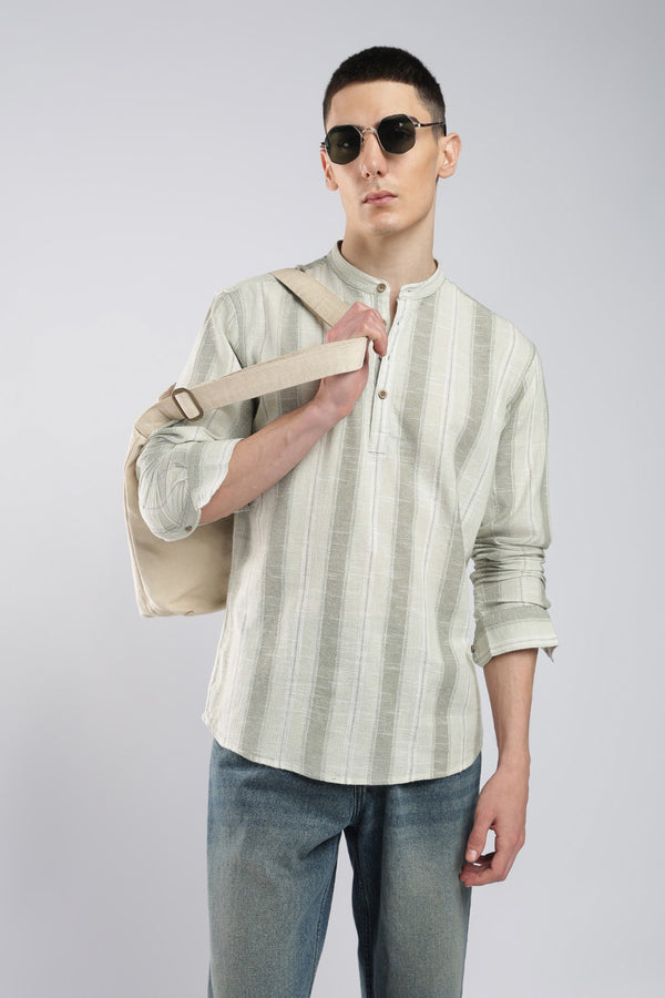 Sage Green Cotton Slub Short Kurta