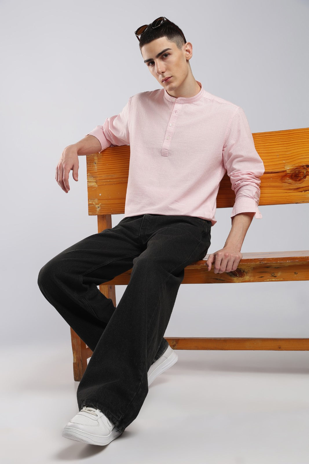 Blush Pink Cotton Slub Short Kurta