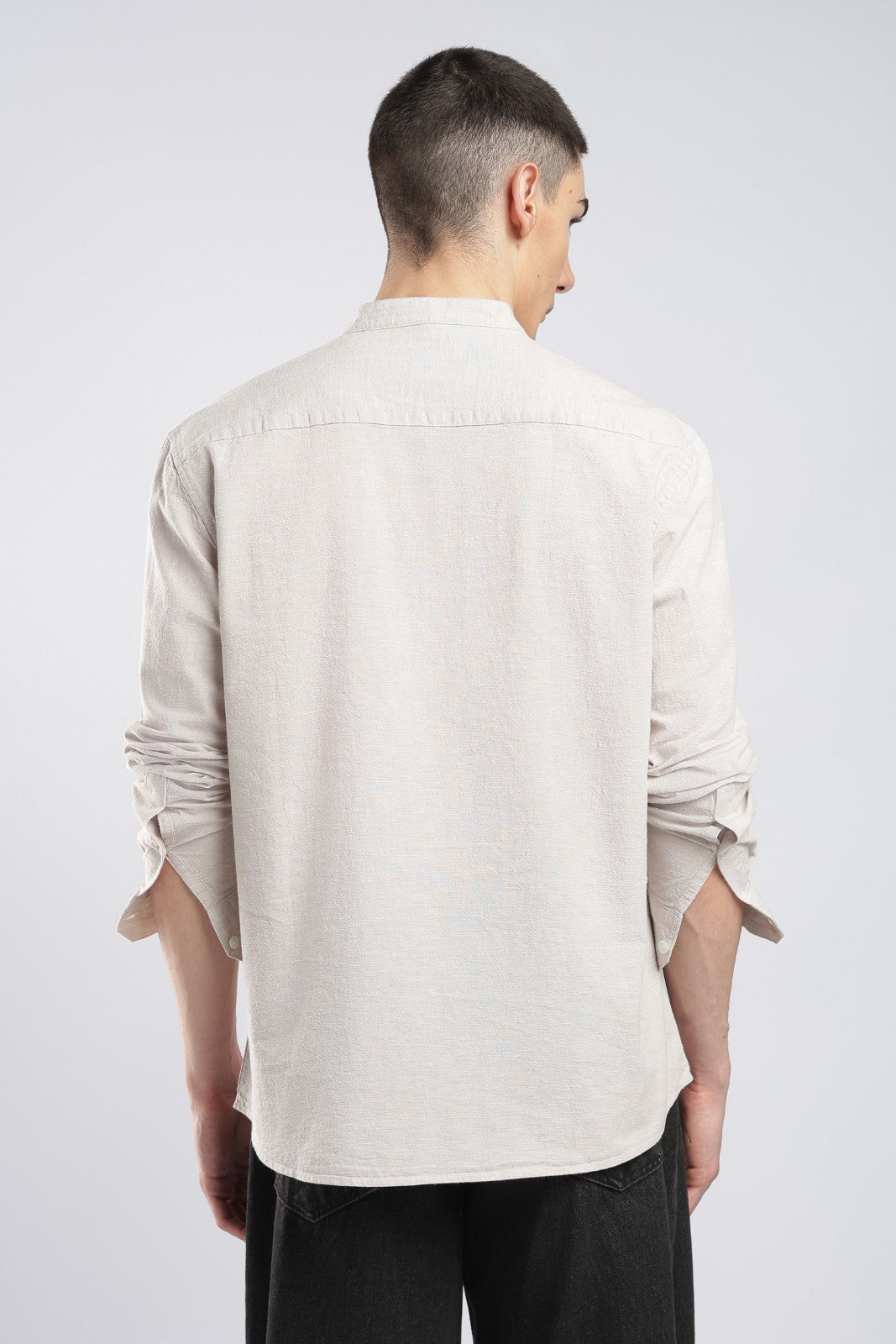 Natural Linen Blend Textured Short Kurta